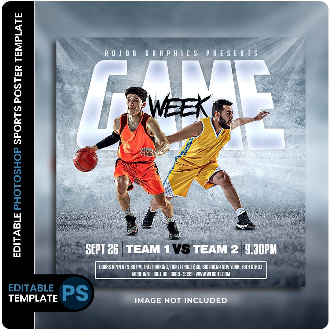 Editable Sports Poster PSD: Customizable Photoshop Template (digital ...