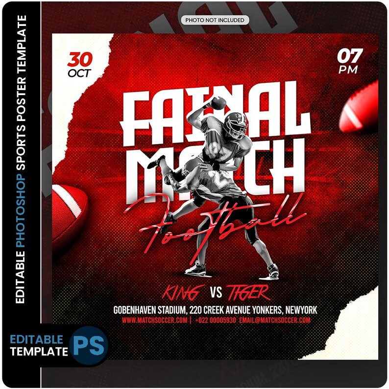 Editable Sports Poster PSD: Customizable Photoshop Template (digital ...