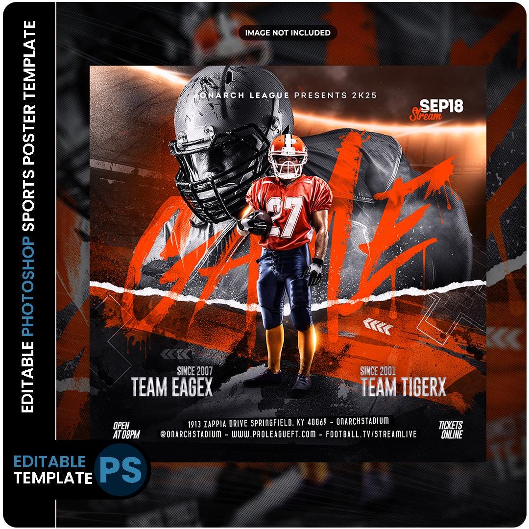 Editable Sports Poster PSD: Customizable Photoshop Template (digital ...