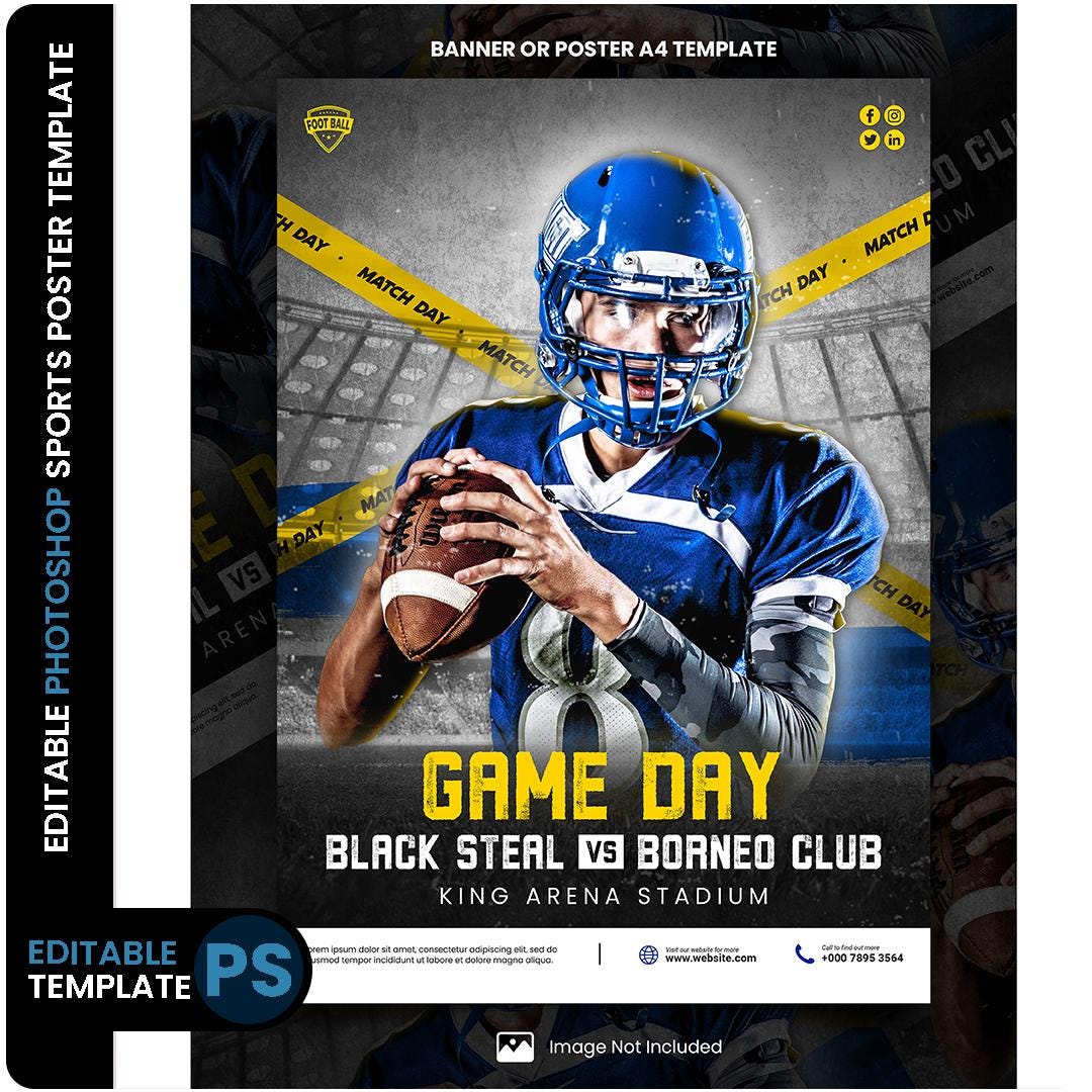 Editable Sports Poster PSD: Customizable Photoshop Template (digital ...