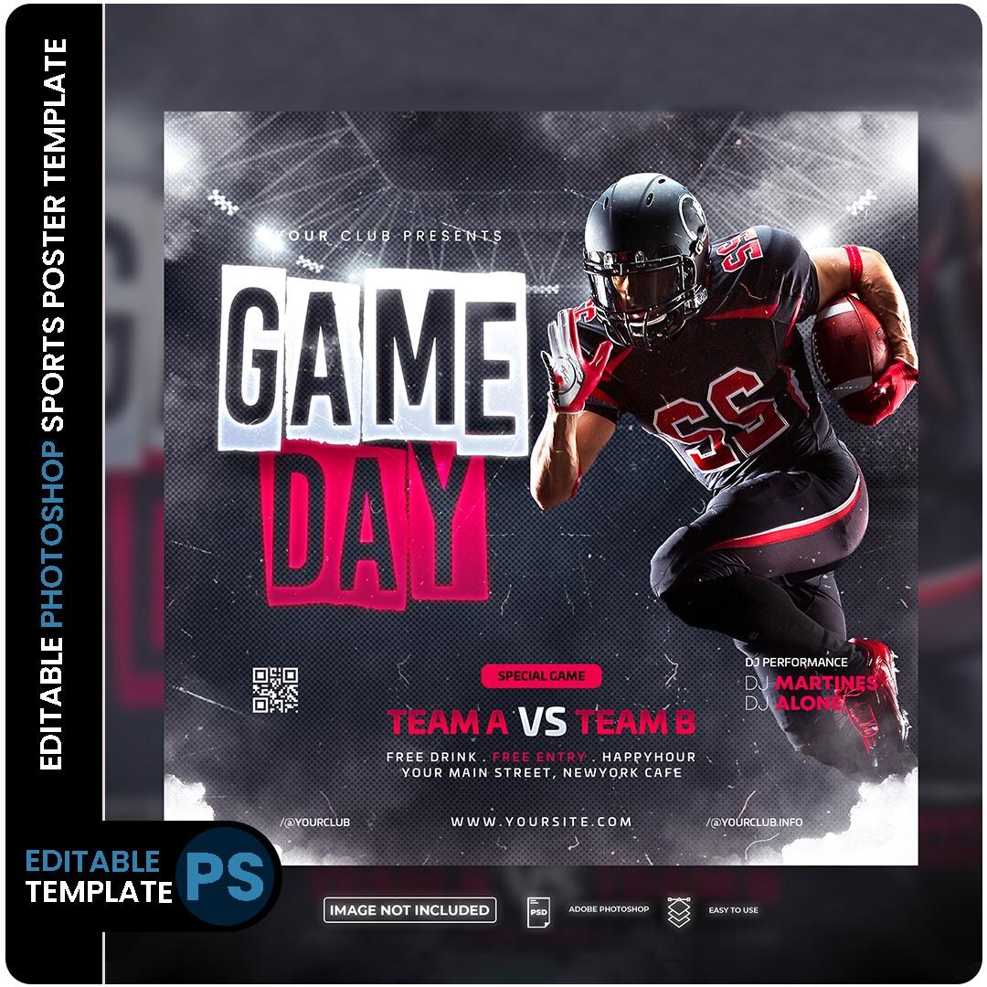 Editable Sports Poster PSD: Customizable Photoshop Template (digital ...