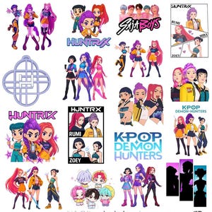 Paquete de imágenes PNG y SVG de Huntrix Kpop Demon Hunters (descarga digital)