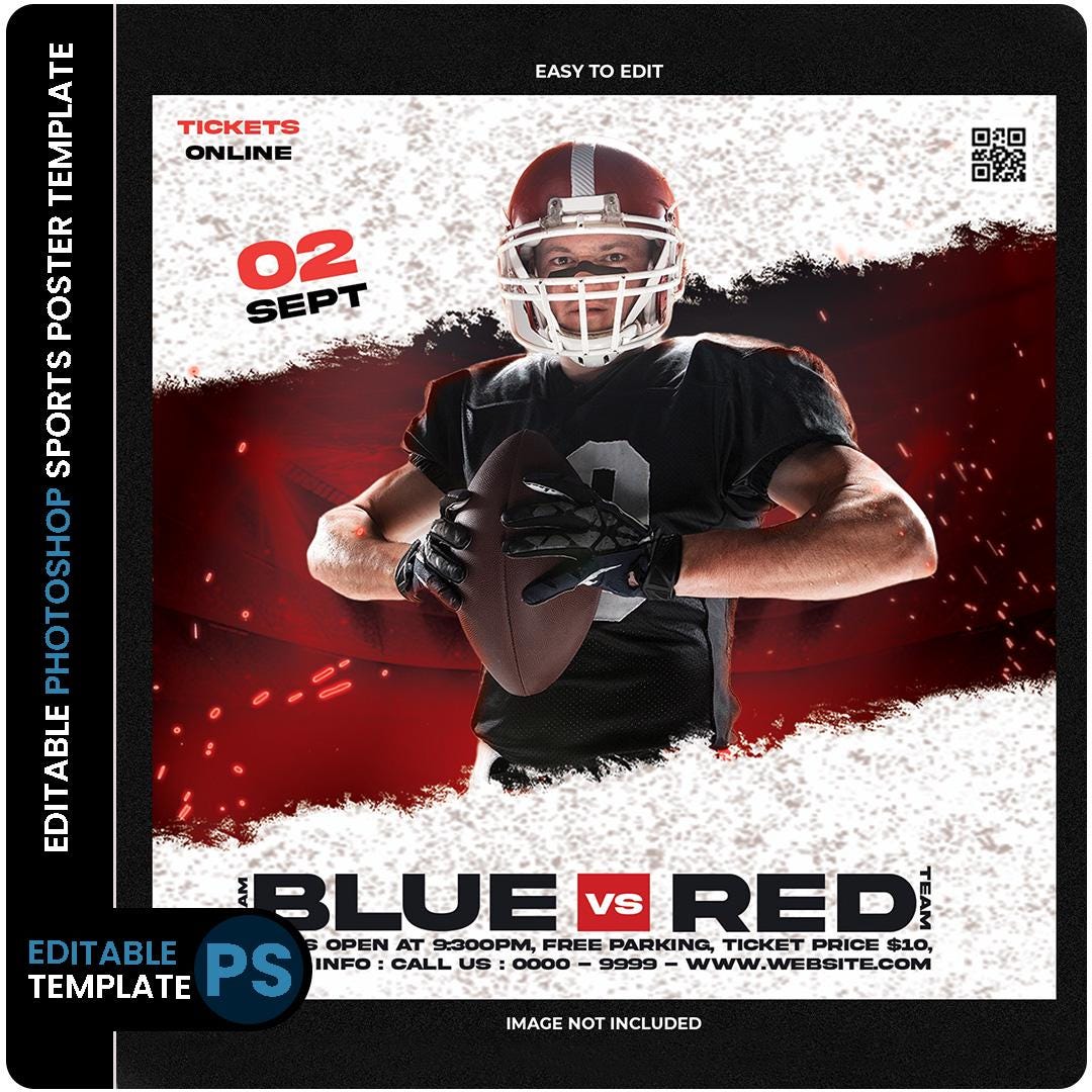 Editable Sports Poster PSD: Customizable Photoshop Template (digital ...