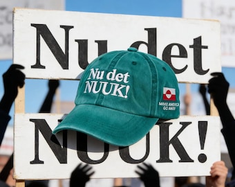 Nu det Nuuk! Hut - Gestickte Grönland Flexfit Cap, Make America Go Away Grönlandmütze, Nuuk Slogan