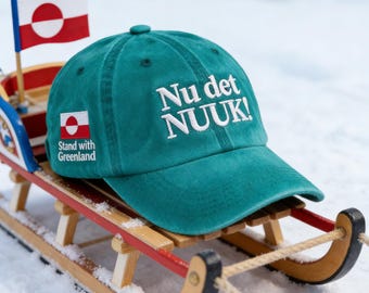 Embroidered Nu det NUUK Baseball Cap, Stand with Greenland Hat, Greenland Flag Anti MAGA Political Statement Justice Statement Cap