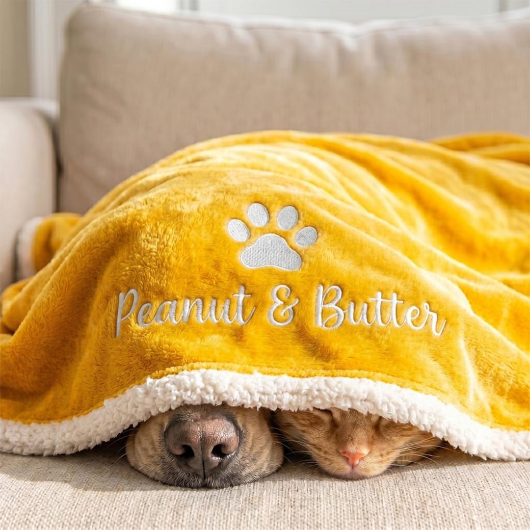 Personalized Dog & Cat Blanket With Name, Custom Pet Couch Throw ...