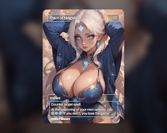 Pact of Negation | Anime Waifu Borderless Art | Custom Proxy Card | EDH Commander