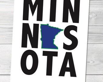 Minnesota DIGITAL DOWNLOAD - MN Artwork - Minnesota Timberwolves - Minnesota Print - Minnesota Basketball - State Artwork - Love Minnesota