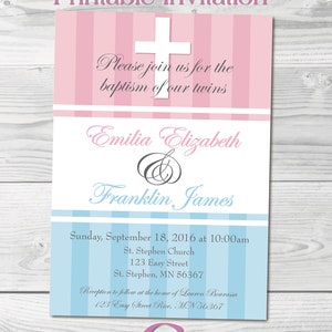 Baptism Invitation. Digital Baptism Invitation for Twins. Twins Baptism. Personalized Baptism Invite. Baby Baptism. Newborn Baptism Invite.