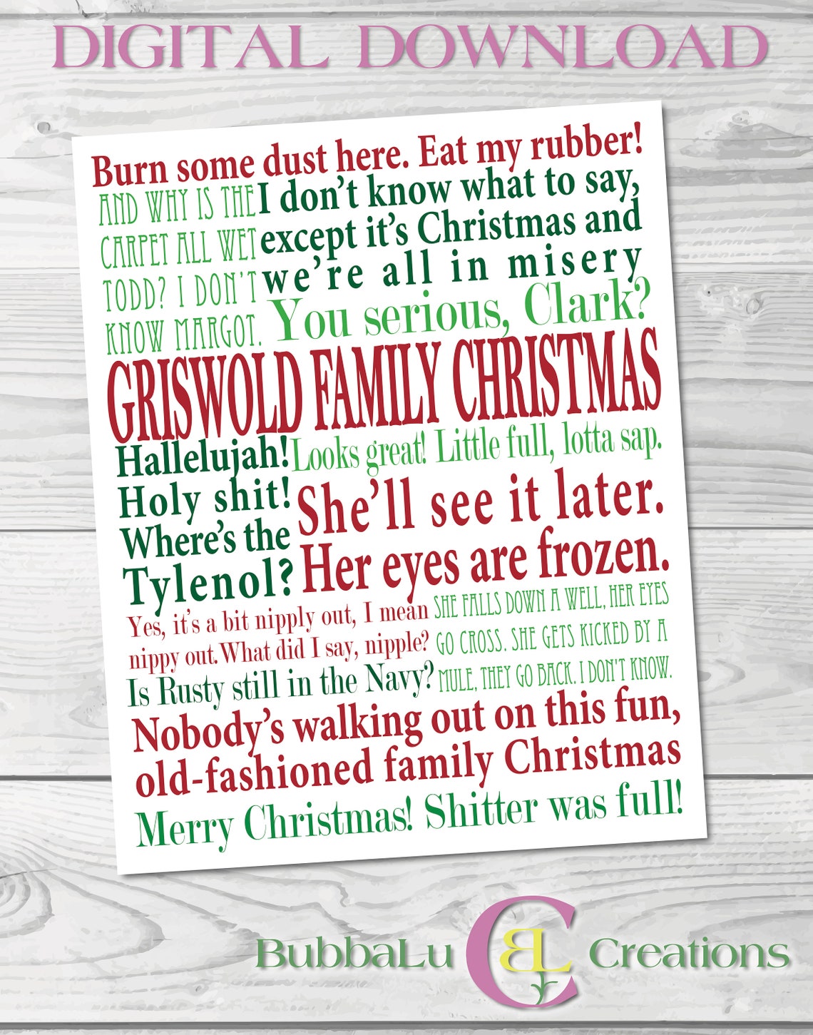 Christmas Vacation Artworkdigital DOWNLOAD. 8x10 Holiday Artwork