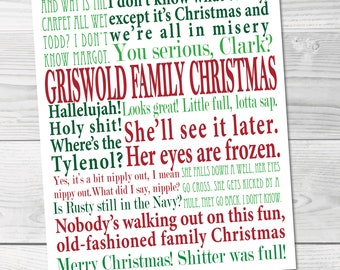 Christmas Vacation Artwork-DIGITAL DOWNLOAD. 8x10 Holiday Artwork. Subway Art. Christmas Graphic. Holiday Decor. Griswold Family Christmas.