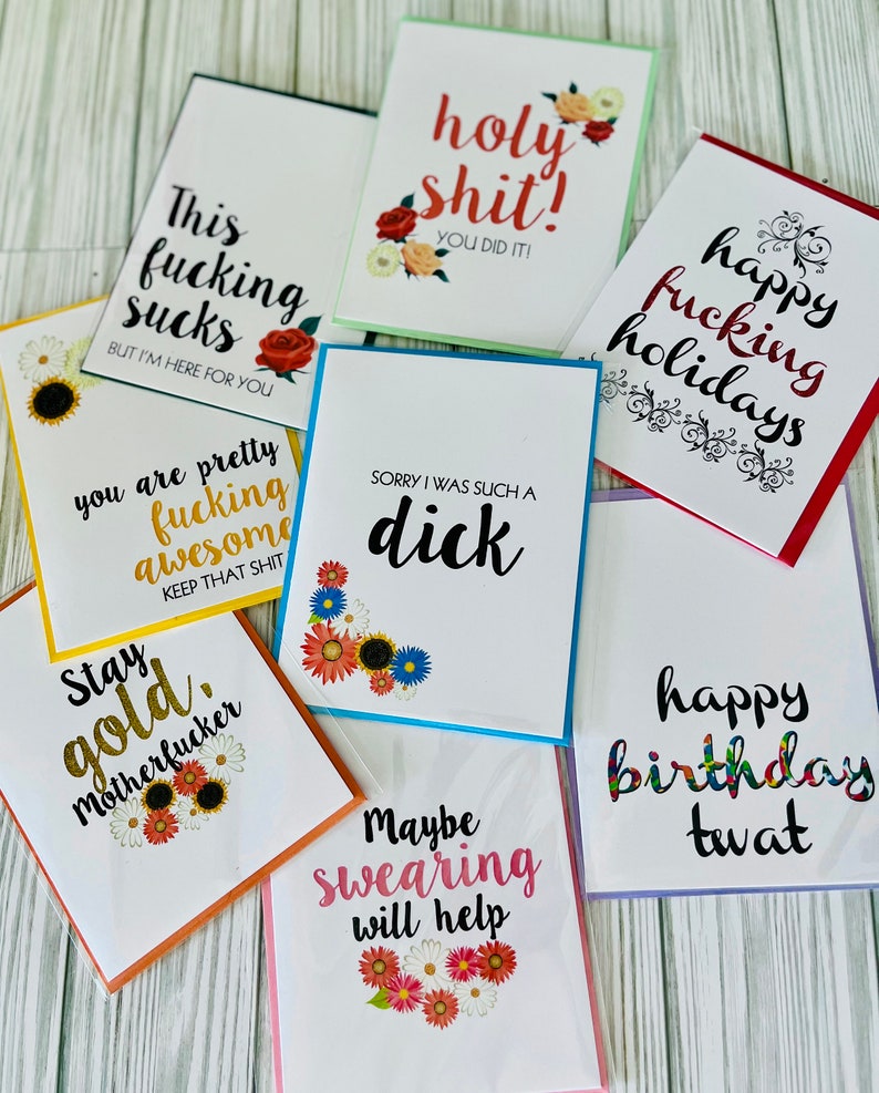 Greeting Cards, Sweary Greeting Cards, Blank Greeting Cards, Greeting card with envelope, sweary support cards, Greeting Cards with envelope image 1
