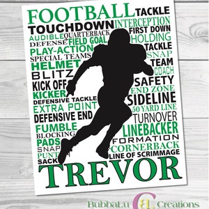 Football Subway Art Custom DIGITAL DOWNLOAD Football Artwork Sports Artwork Football Team Sports Team Art 8x10 Sports Art image 1