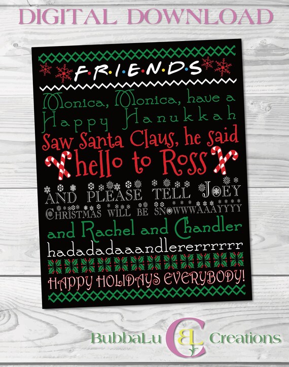 Friends Show Christmas Artwork-DIGITAL DOWNLOAD. Phoebe Buffay Christmas Song. 8x10 Holiday Artwork. Christmas Art. Holiday Decor. Friends.