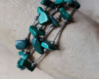 Malachite Bracelets  Malachite bead Bracelets  Adjustable slip on Malachite Bracelets