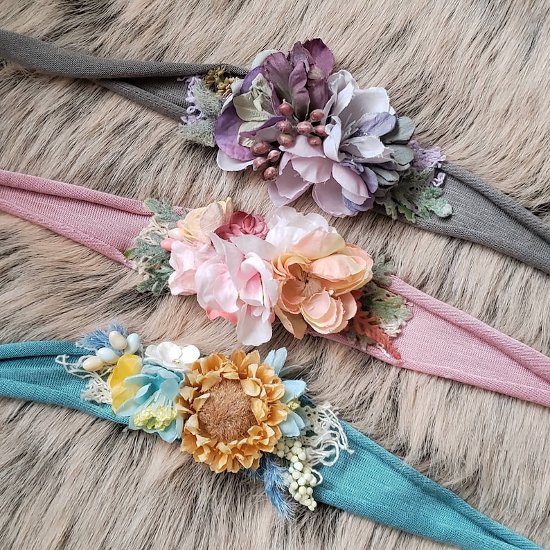 Mauve Jersey Tieback Pink Floral Tieback Headband Blush Jersey Newborn Photo Prop RTS Tieback Spring Headband Jersey Tieback