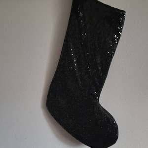 Black Sequin Christmas BLACK Stocking Sequin  Stocking Sequin Shiny Christmas Stocking Black Holiday Decor