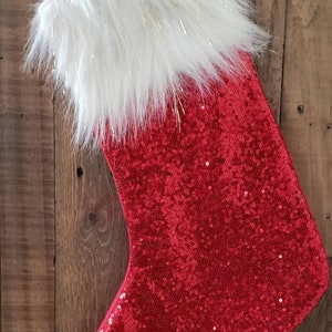 Red Sequin Christmas Stocking Shiny Red Christmas Stocking Stocking