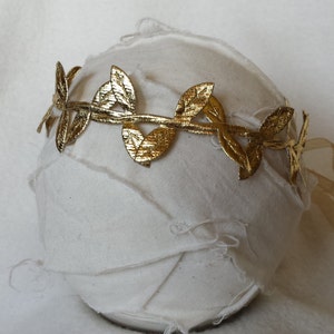 Greek Goddess Golden Leaves Halo Halloween Grecian Headband Gold Leaf Headband Toga Party Elastic or Tieback RTS Many Ways to Wear it