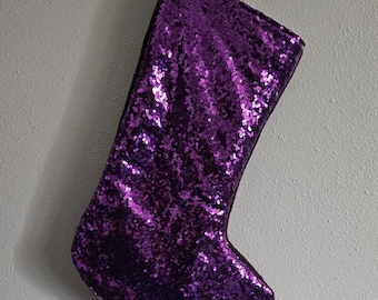 Purple Sequin Christmas Purple Stocking Sequin  Stocking Sequin Shiny purple Christmas Stocking Stocking