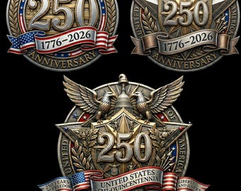 Diseño del emblema del 250.º aniversario de EE. UU., celebración de 1776 a 2026 (descarga PNG)