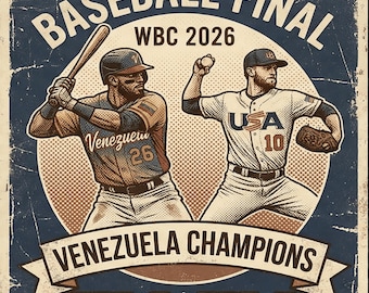 2026 Baseball Final Poster – Venezuela Champions Distressed Design (Digital Download)