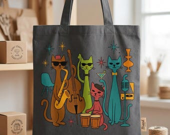 Gatos de jazz de mediados de siglo PNG: descarga digital de arte atómico retro (diseño de sublimación)