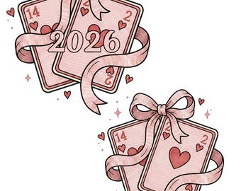 Naipes Pink Coquette PNG, tatuaje vintage de corazones (descarga digital)