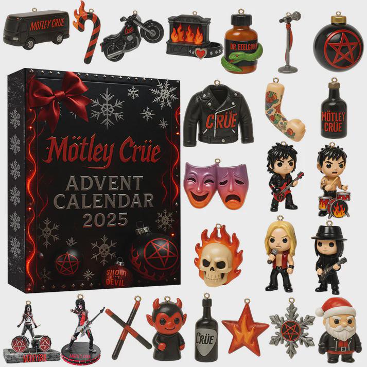Discover Mtley Cre Advent Calendar 2025, 24 Days of Hair Metal Icon & Shout at the Devil Ornaments, Collector Gift Set