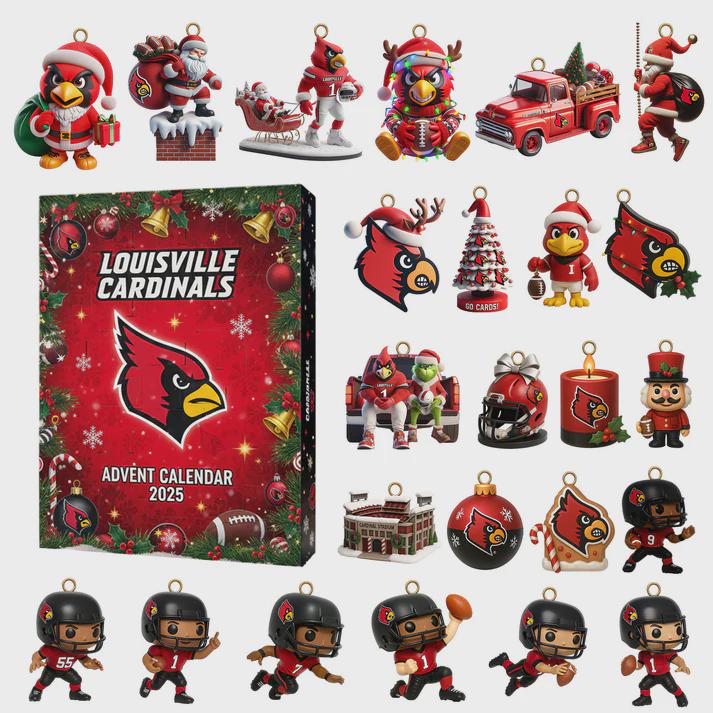 Discover Louisville Cardinals Advent Calendar 2025, 24 Days of Redbird Icon & NCAA Football Ornaments, U of L Alumni Gift Set