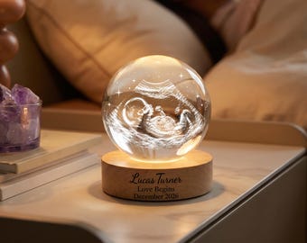 Sfera di cristallo personalizzata per ecografia neonatale, lampada ricordo personalizzata per la gravidanza, regalo per annunciare la nascita del primo figlio, regalo per baby shower per neomamma