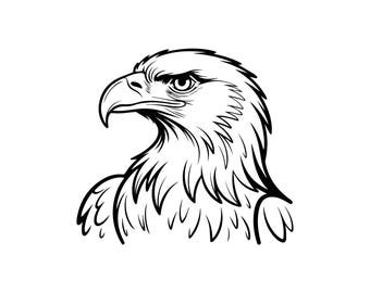 Eagle Head SVG PNG Patriotic Outline Clipart, Laser Cut File(Digital download)