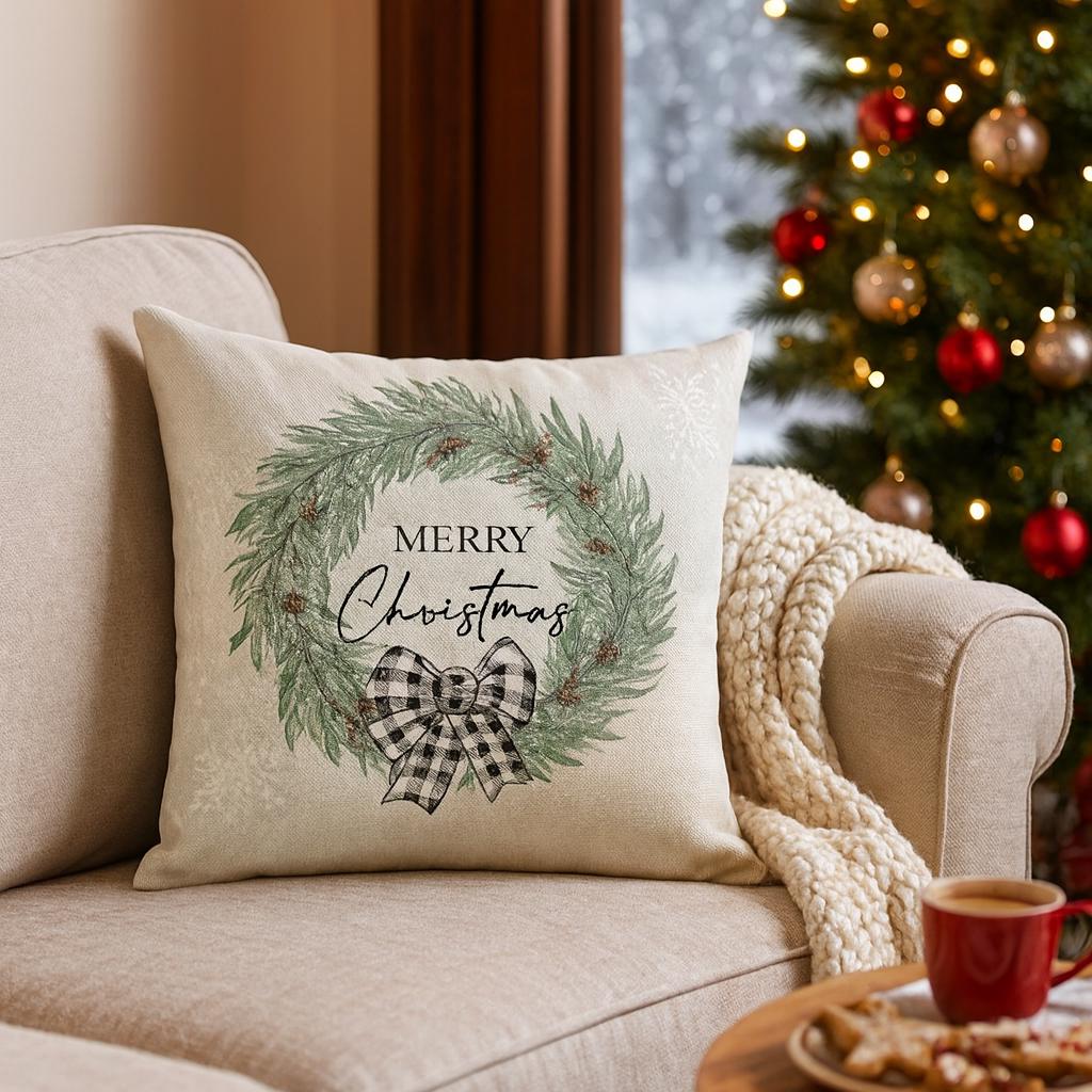 KQMGJYB Weihnachs Kissenbezug, 4 Stück Cushion Cover