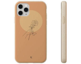 Funda biodegradable para teléfono con diseño de rosa lineal / Acabado mate terracota