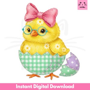 Patchwork di pulcini pasquali floreali PNG / Coquette Easter Png / Buona Pasqua PNG / Clipart di magliette pasquali / Clipart di pulcini carini / Download digitale