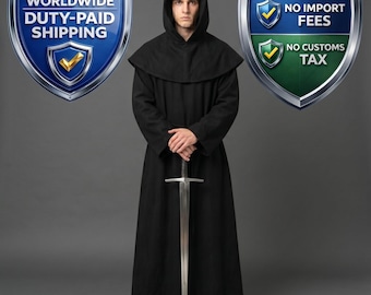 Szata zbieracza z kapturem, bawełniany płaszcz fantasy, męski kostium rycerza LARP, kostium kultysty ciemności, kinowy cosplay na Halloween