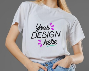 Clean White Bella Canvas 3001 T-Shirt Mockup