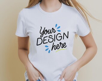 White Bella Canvas 3001 Oversized T-Shirt Mockup