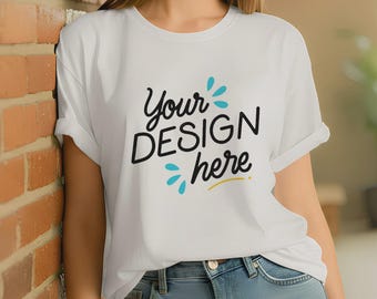 Clean White Bella Canvas 3001 T-Shirt Mockup