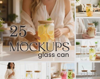 Glass Can Mockup Bundle: 16 oz