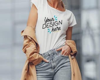 Clean White Bella Canvas 3001 T-Shirt Mockup