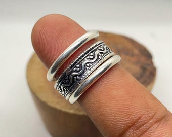 Set di anelli a cupola in argento sterling fatti a mano: anelli a fascia impilabili