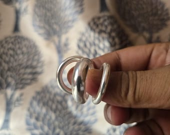 Set di anelli a cupola in argento sterling fatti a mano: anelli a fascia impilabili