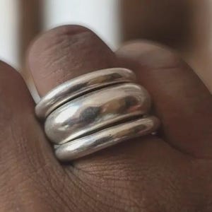 Set di anelli a cupola in argento sterling fatti a mano: anelli a fascia impilabili