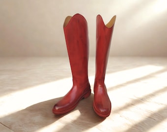 Leather British Officer Tall Knee Boots | Premium Handmade Riding Boot | Long Equestrian Shoes Gift