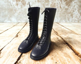 Men's Pro Wrestling Boots | Handmade Black Leather Wrestler Boot | Custom Wrestling Lace Up Shoes