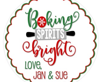 Baking Label Baked With Love Christmas Cookies From the Kitchen of Personalized Kitchen Sticker Baking Spirits Bright SHEET OF 12 #1201