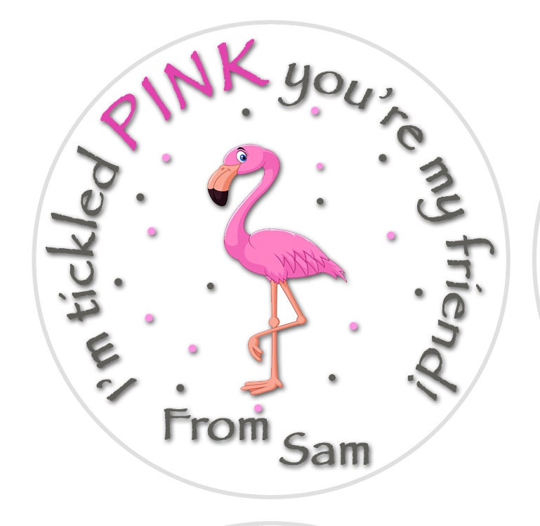 Valentine Stickers Flamingo Stickers Kids Valentines Day Sticker Valentine  Labels Classroom Party Tickled Pink Flamingo Valentines 