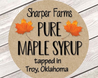 Custom Maple Syrup Canning Bottle Mason Jar Labels, Personalized Maple Leaf Labels for Syrup Bottles, Maple Syrup Tapped in Stickers