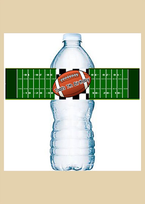 Football Water Bottle Labels Water Bottle Labels Napkin Etsy Singapore